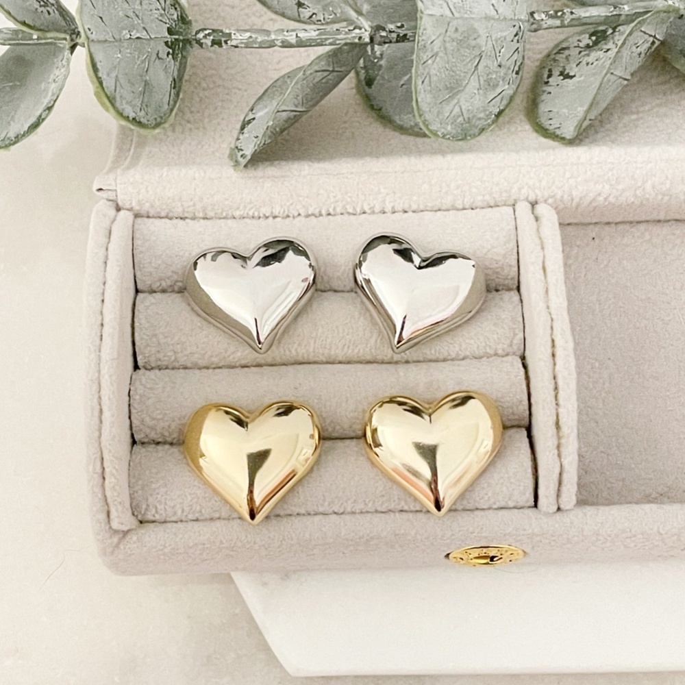 925 Sterling Silver Heart Stud Earrings Large Heart Earrings Heart Studs